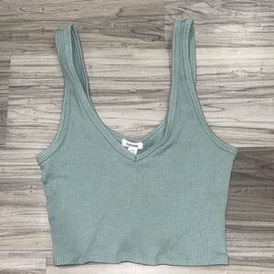 Garage Green Ribbed Crop Top